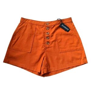 BLANKNYC Linen Blend Shorts High Rise Orange Size 31 In Firecracker NEW
